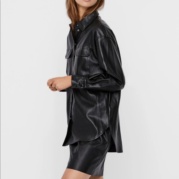 Vero Moda paulina faux leather shacket NWT - Picture 1 of 8